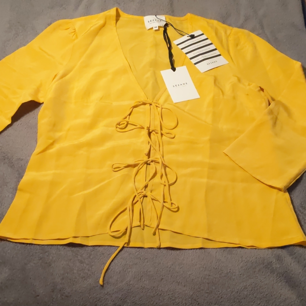 🆕 SEZANE Gloria Blouse Saffron New With Tags - Picture 4 of 6